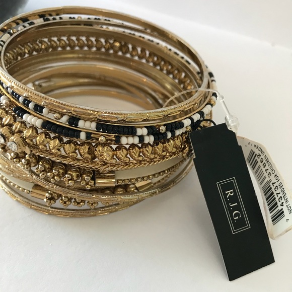 R.J. Graziano Jewelry - R. J. G Bracelet Stack Gold, Black White